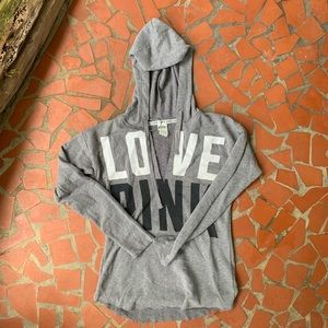 Gray love pink hoodie